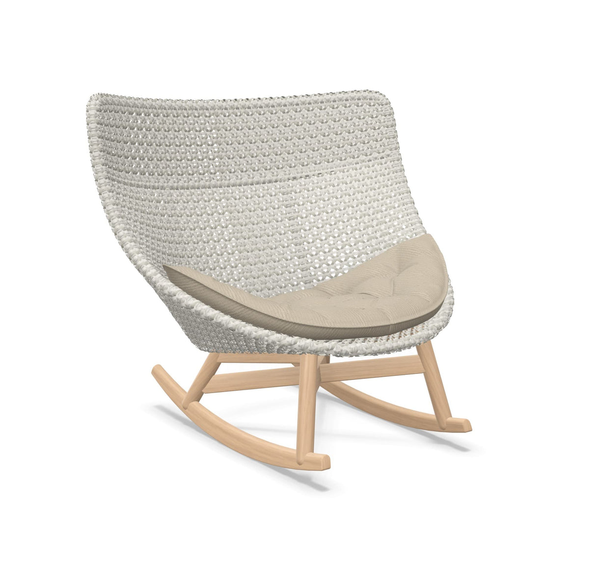 DEDON MBRACE Schaukelstuhl Teak Gestell - Geflecht Sea Salt