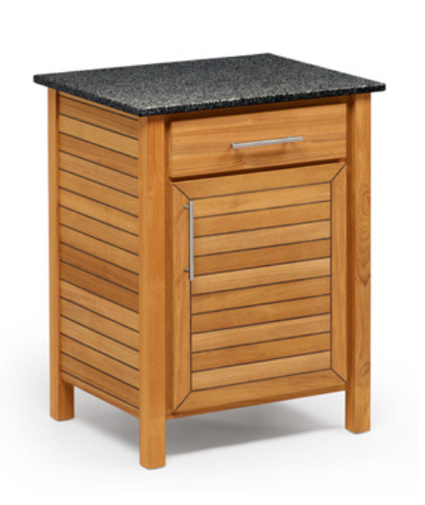 Weishäupl - Deck - 1er-Element - Anschlag rechts, 1 Schub & 1 Fachboden, mit Granitplatte matt, dunkelgrau