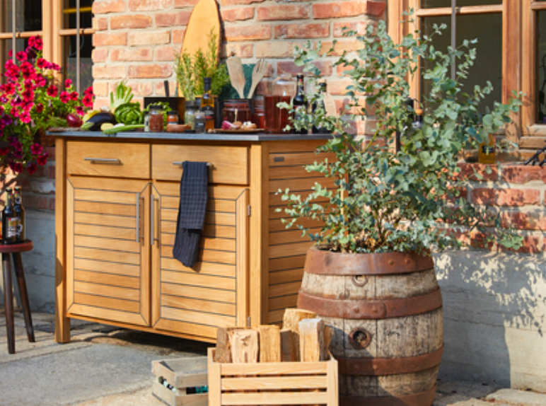 Weishäupl - Deck - 2er-Element - 2 Schübe & 1 Fachboden, mit Granitplatte matt, dunkelgrau