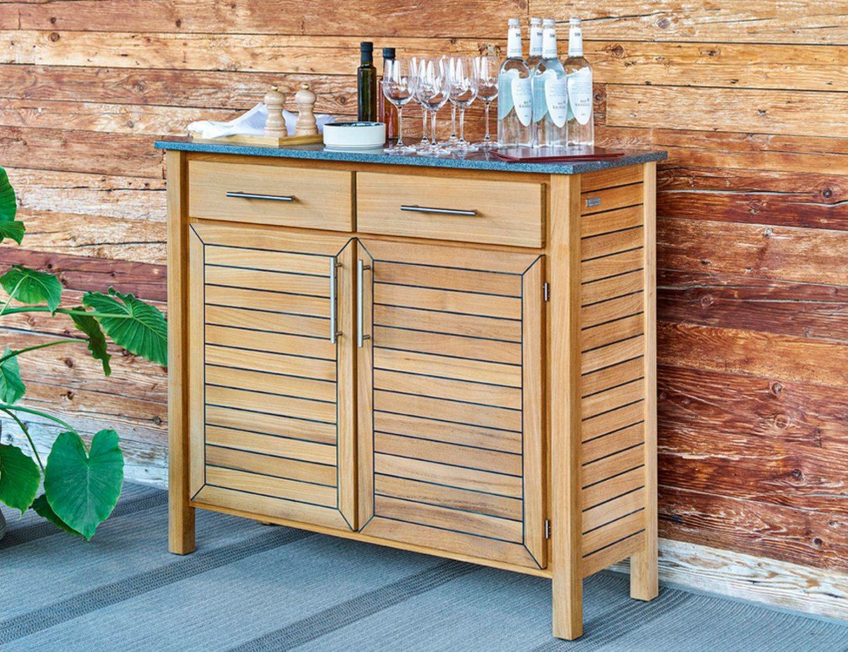 Weishäupl - Deck - Hochschrank - 2 Schübe & 1 Fachboden, mit Granitplatte matt, dunkelgrau