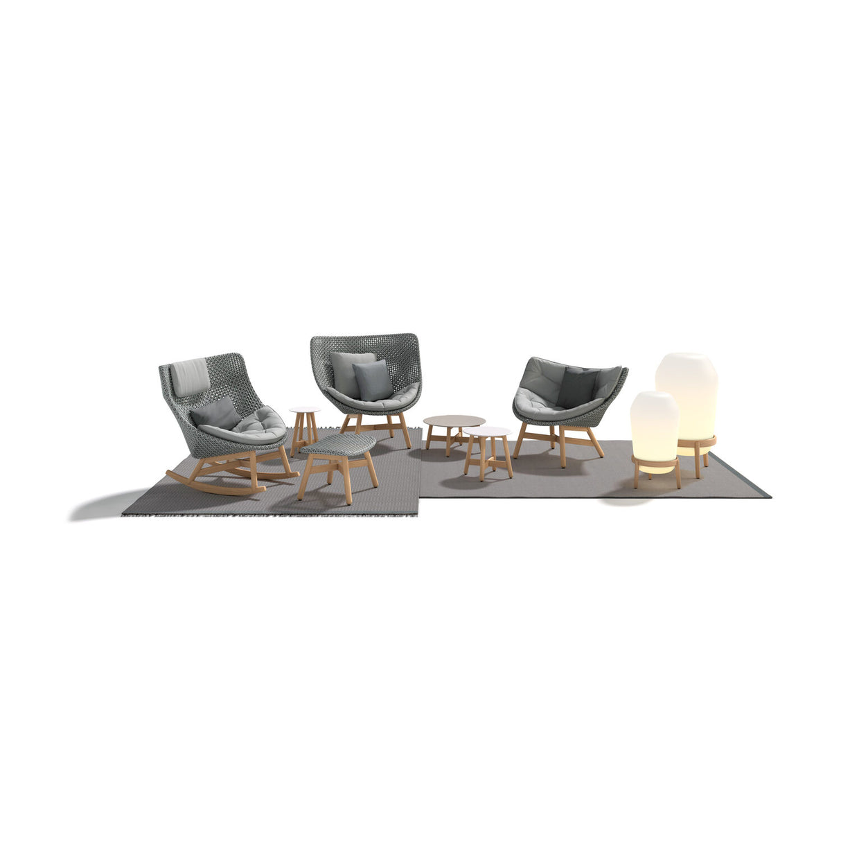 DEDON MBRACE Schaukelstuhl Teak Gestell - Geflecht Chestnut