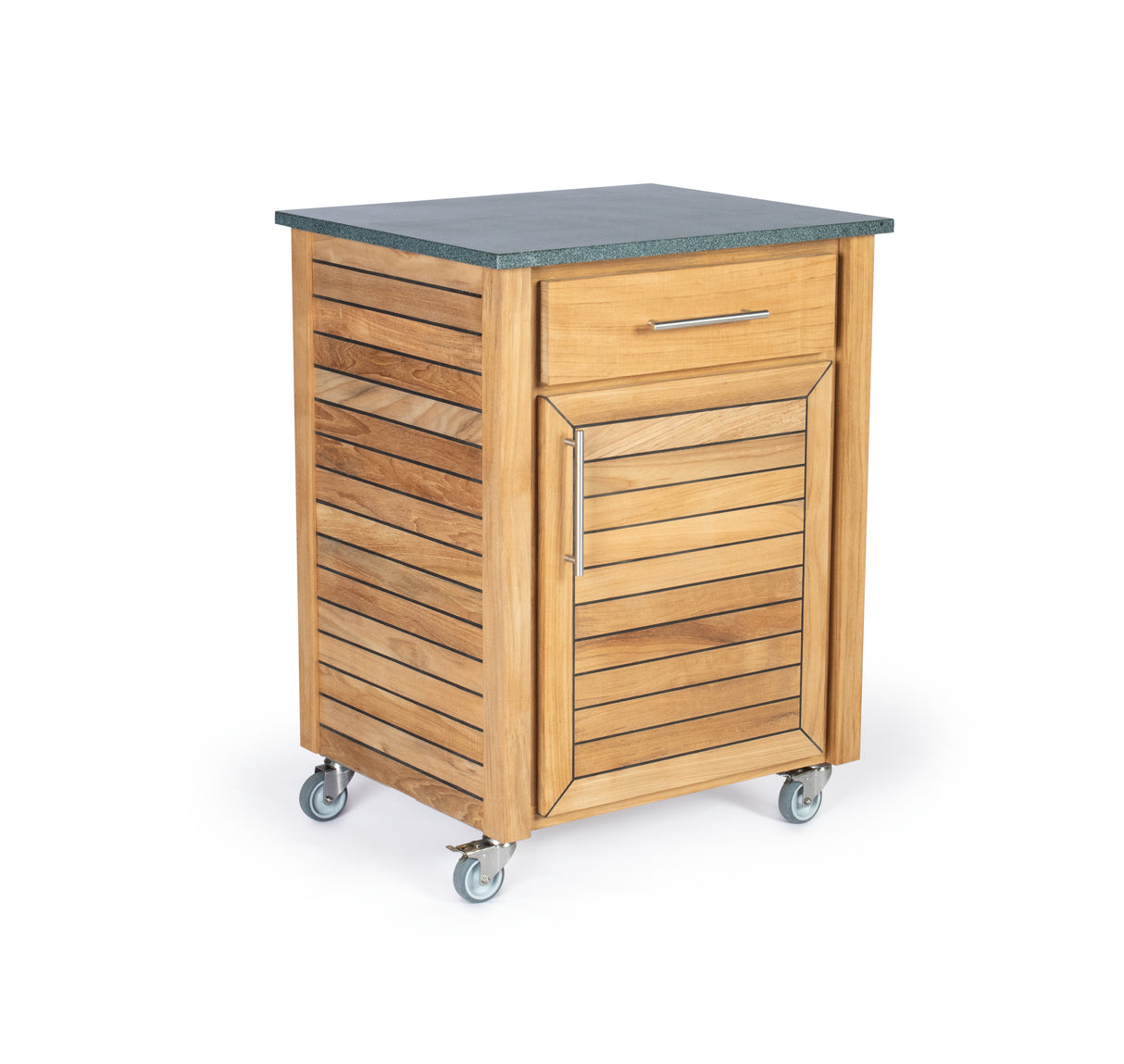 Weishäupl - Deck - 1er-Element - Anschlag rechts, 1 Schub & 1 Fachboden, mit Granitplatte matt, dunkelgrau