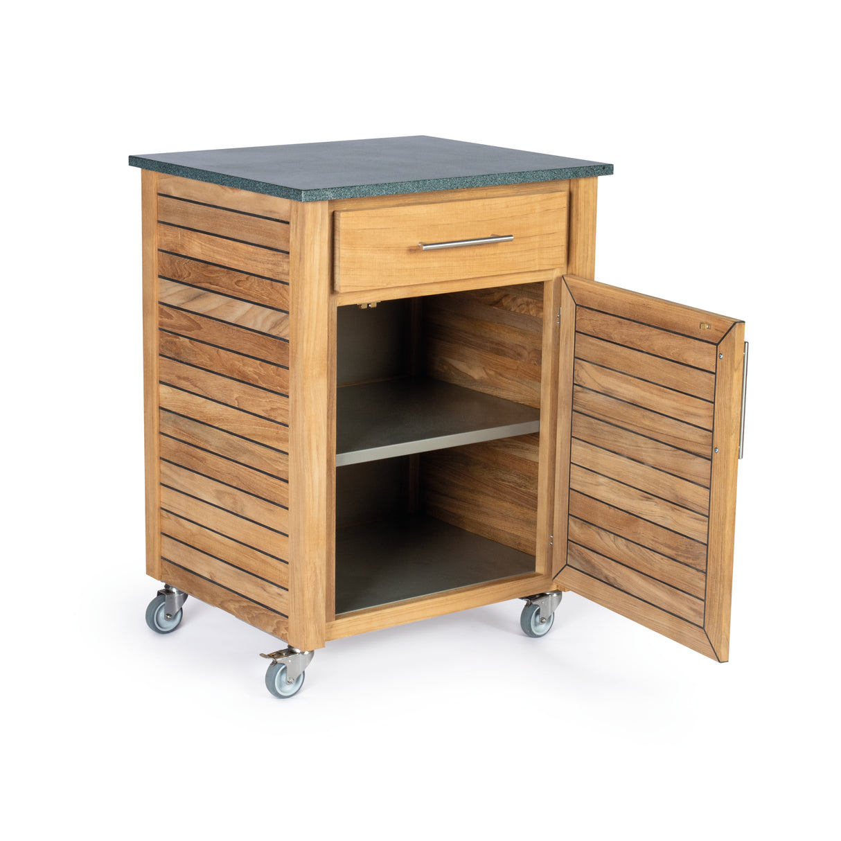 Weishäupl - Deck - 1er-Element - Anschlag links, 1 Schub & 1 Fachboden, mit Granitplatte matt, dunkelgrau