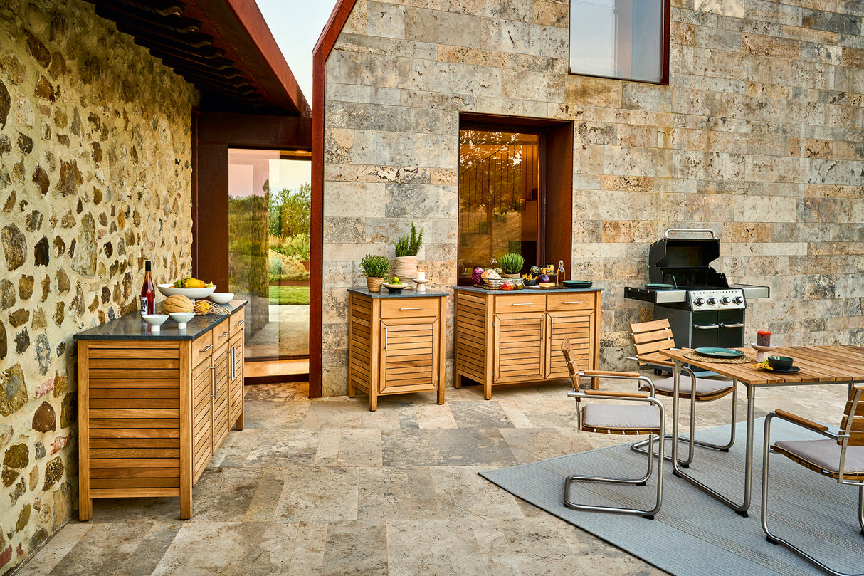 Weishäupl - Deck - 2er-Element - 2 Schübe & 1 Fachboden, mit Granitplatte matt, dunkelgrau