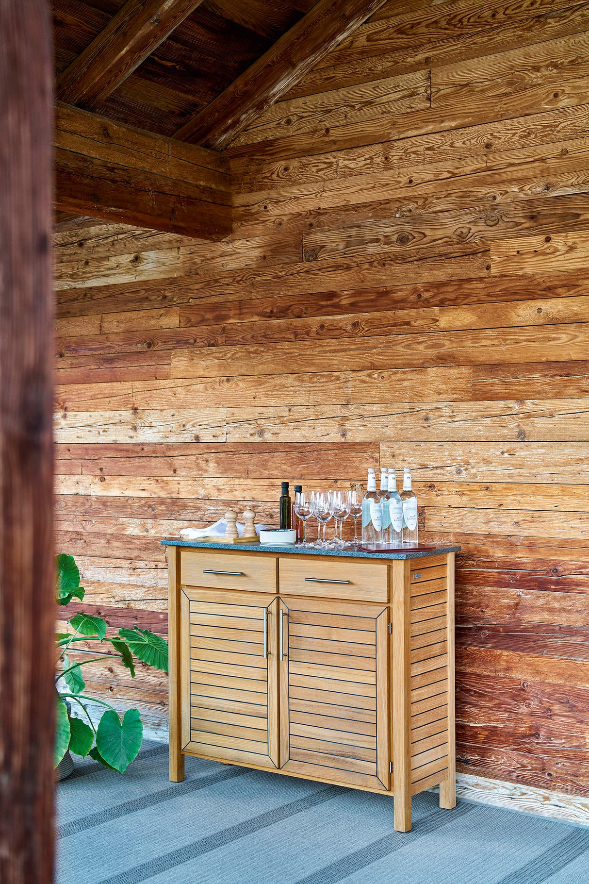 Weishäupl - Deck - Hochschrank - 2 Schübe & 1 Fachboden, mit Granitplatte matt, dunkelgrau