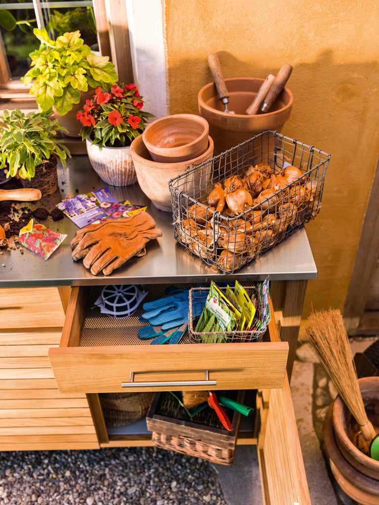 Weishäupl - Deck - Pflanzbord - 2 Schübe & 1 Fachboden, mit Granitplatte matt, dunkelgrau