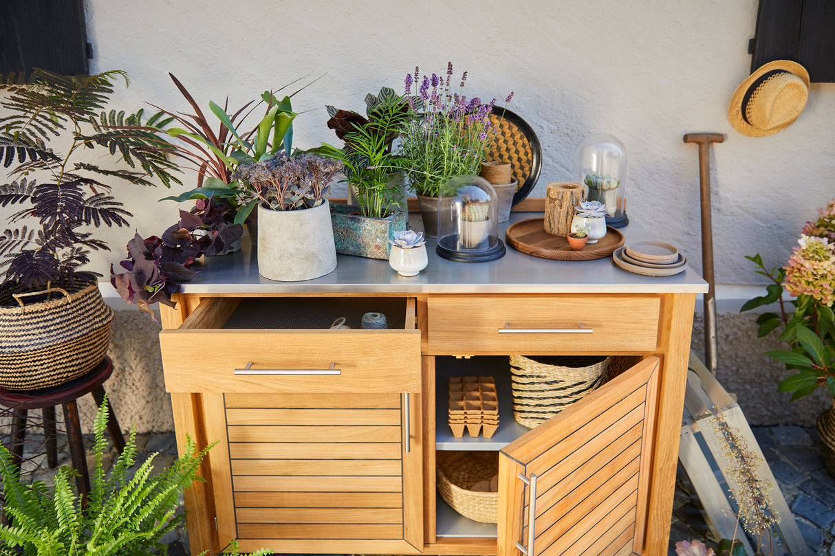 Weishäupl - Deck - Pflanzbord - 2 Schübe & 1 Fachboden, mit Granitplatte matt, dunkelgrau