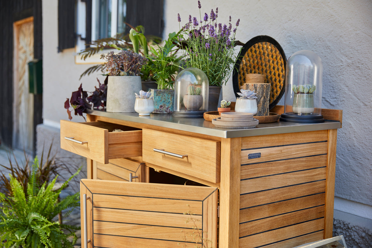 Weishäupl - Deck - Pflanzbord - 2 Schübe & 1 Fachboden, mit Granitplatte matt, dunkelgrau
