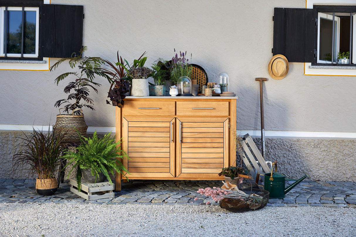 Weishäupl - Deck - Pflanzbord - 2 Schübe & 1 Fachboden, mit Granitplatte matt, dunkelgrau