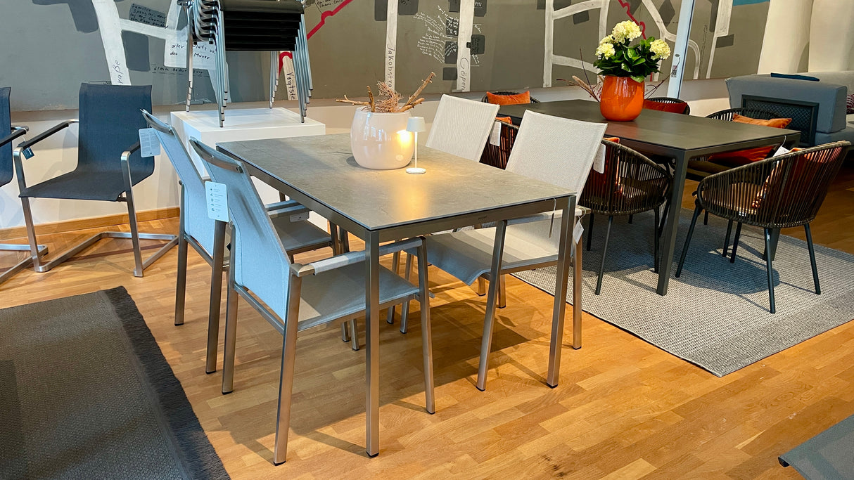 Solpuri Tischgruppe - Classic stainless steel Dining Tisch mit 4 Dance Stühlen