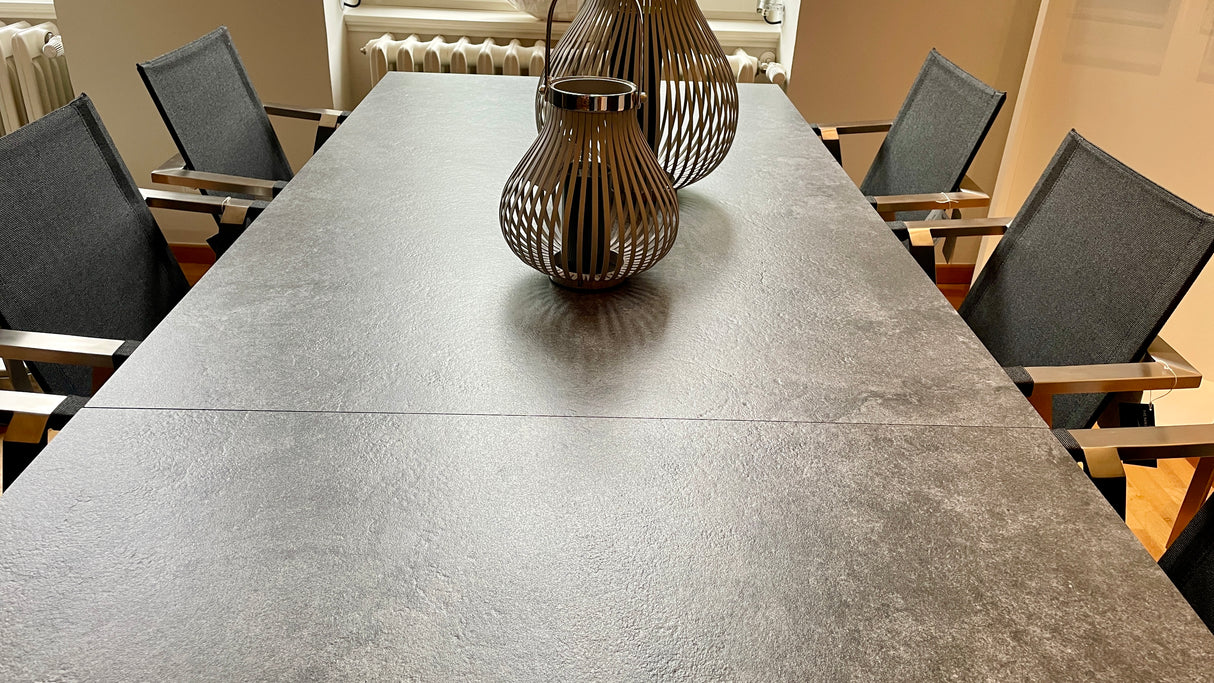 Solpuri Tischgruppe - Classic stainless steel Ausziehtisch mit 6 Allure Freischwingern