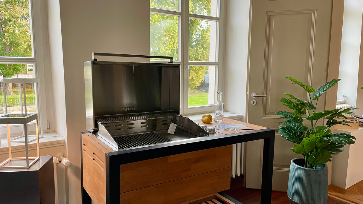 INDU+ Arvid Trolley inkl. Gasgrill mit hohen Deckel & Zusätzlichen Teppanyaki Gasgrill