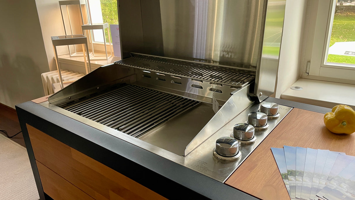 INDU+ Arvid Trolley inkl. Gasgrill mit hohen Deckel & Zusätzlichen Teppanyaki Gasgrill