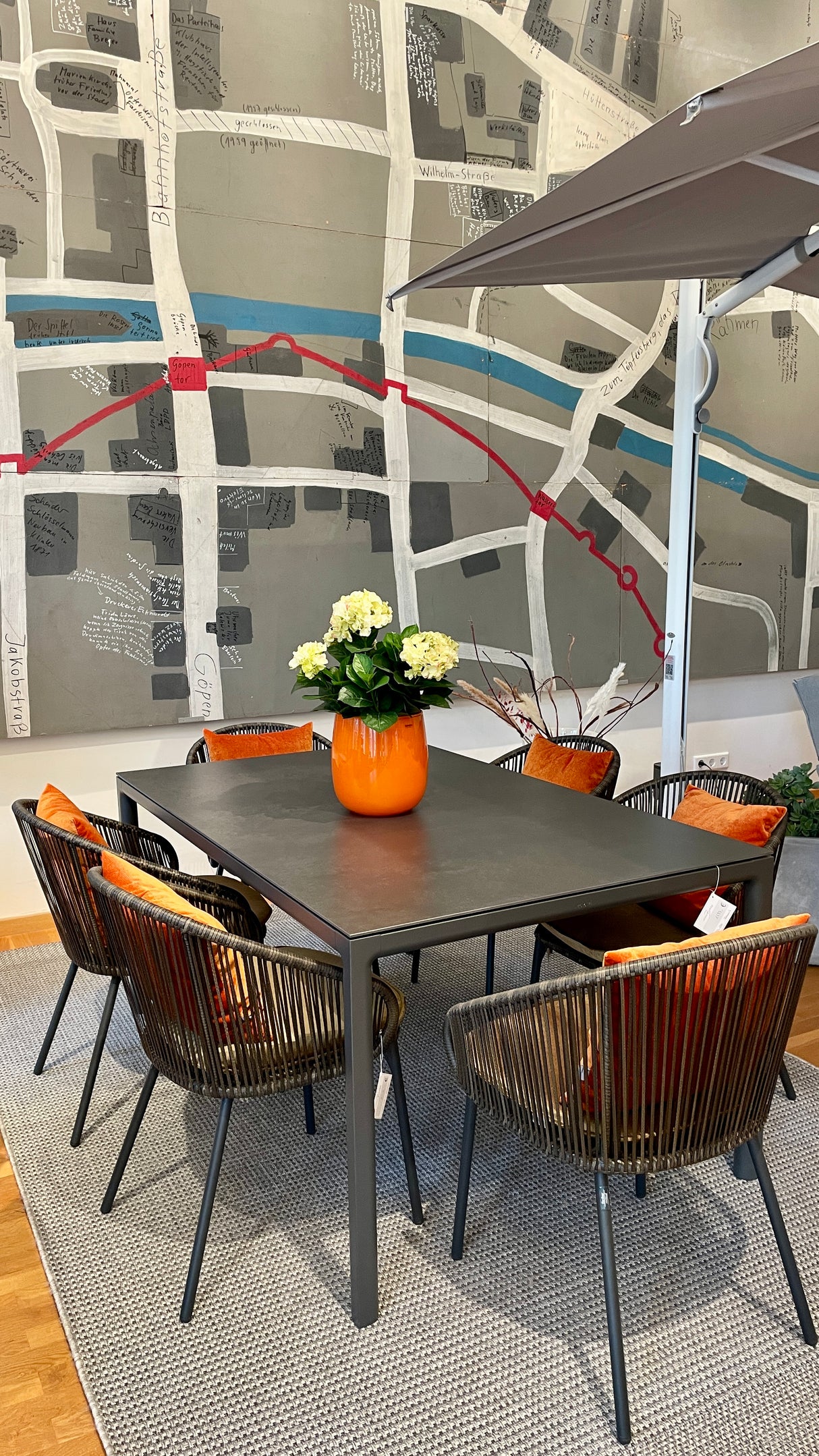 Solpuri Tischgruppe - Soft Dining Tisch mit 6 Fischer Basil Sessel