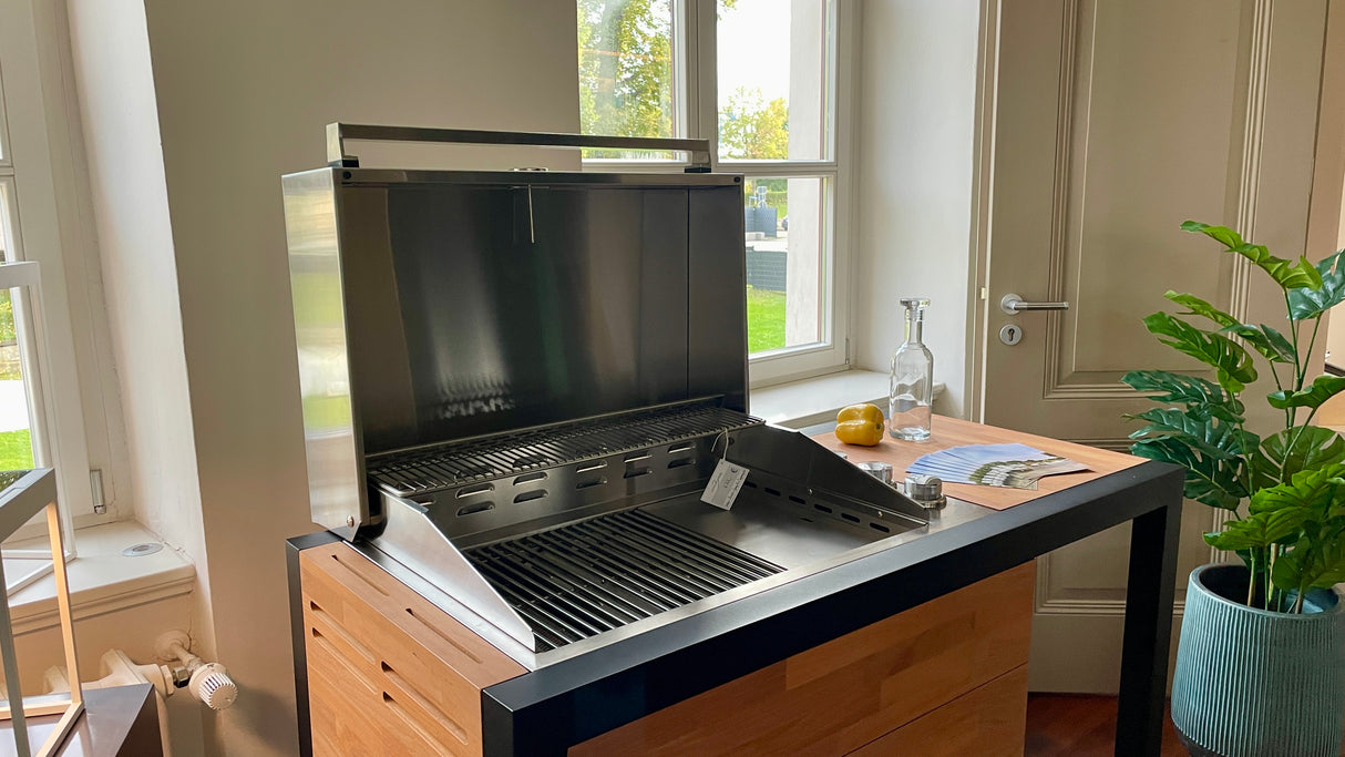 INDU+ Arvid Trolley inkl. Gasgrill mit hohen Deckel & Zusätzlichen Teppanyaki Gasgrill
