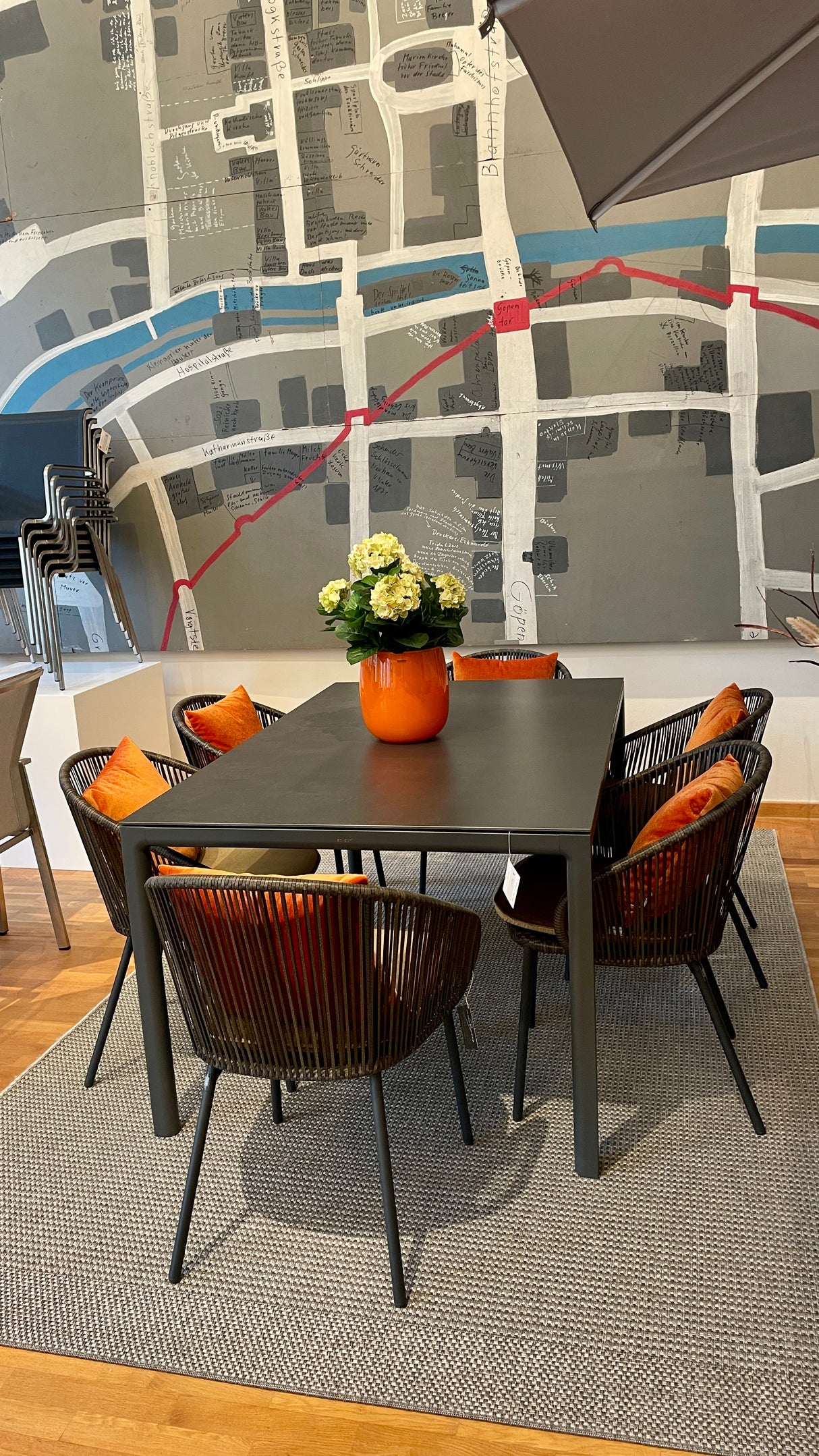 Solpuri Tischgruppe - Soft Dining Tisch mit 6 Fischer Basil Sessel