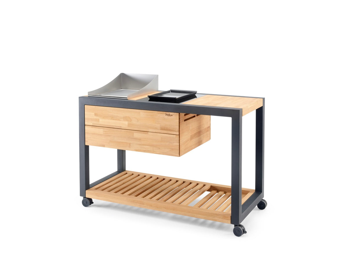 INDU+ Arvid Trolley - inkl. Teppanyaki Kochfeld 38, passenden Spritzschutz & Multiplex Induktionskochfeld