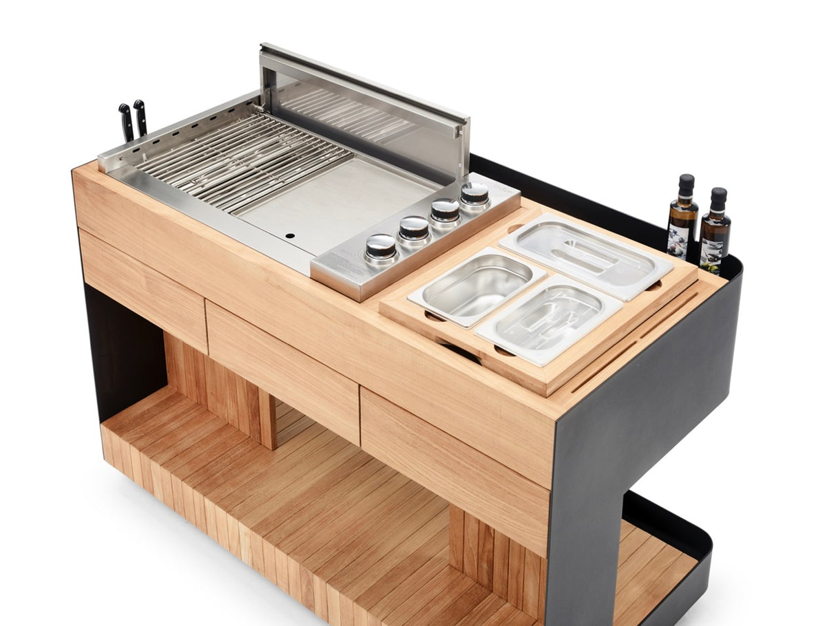 INDU+ Bilba Trolley - inkl. Gasgrill & Container Box Set Teak