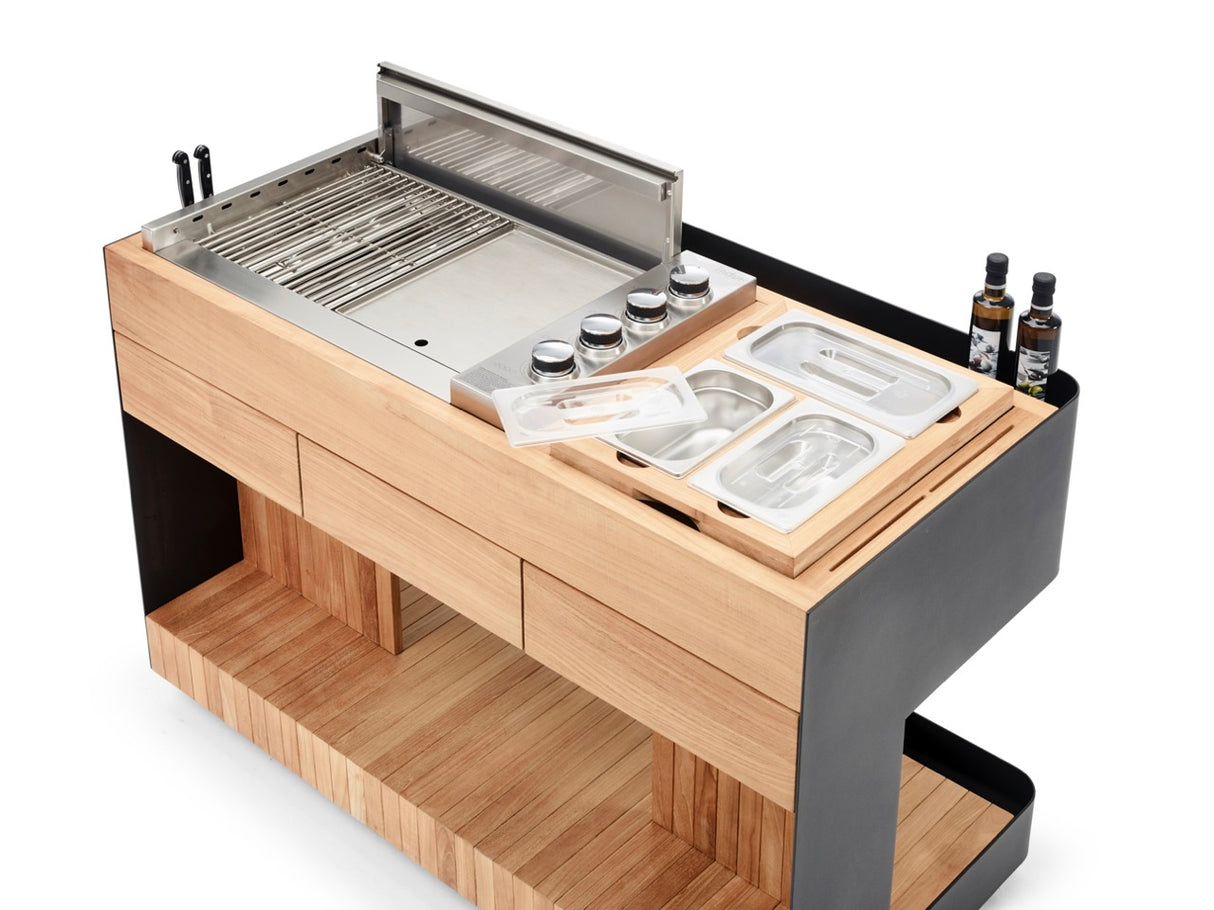 INDU+ Bilba Trolley - inkl. Gasgrill & Container Box Set Teak