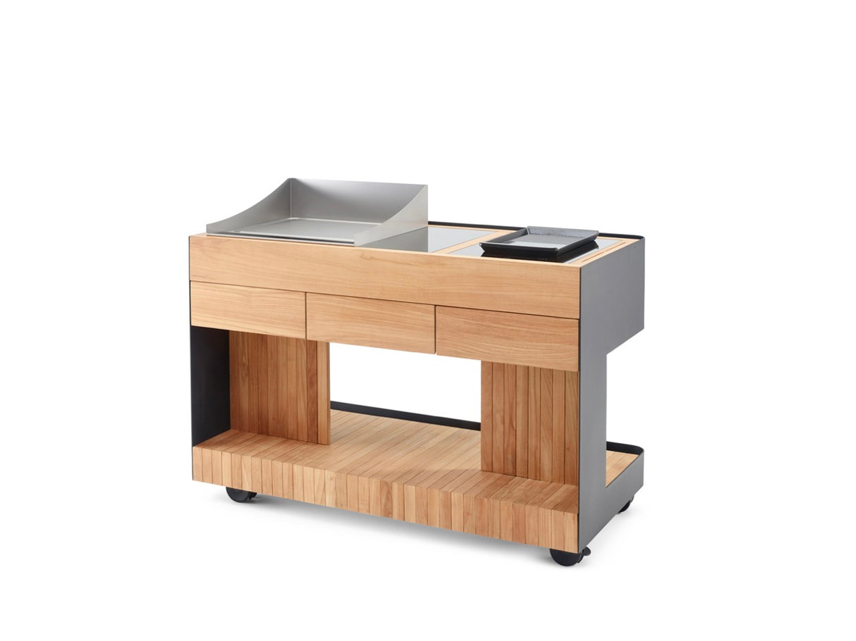 INDU+ Bilba Trolley - inkl. Teppanyaki Kochfeld 58, passenden Sprtitzschutz, Multiflex Kochfeld & Granit Rahmen