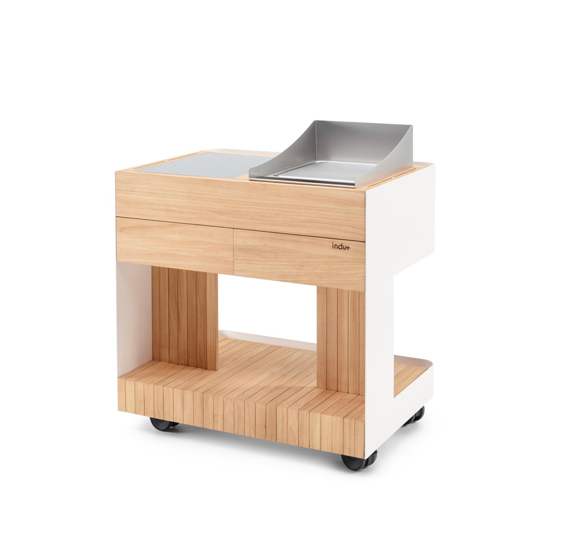 INDU+ Intas Trolley - inkl. Multiflex Kochplatte, Teppanyaki Feld 38 & passenden Spritzschutz