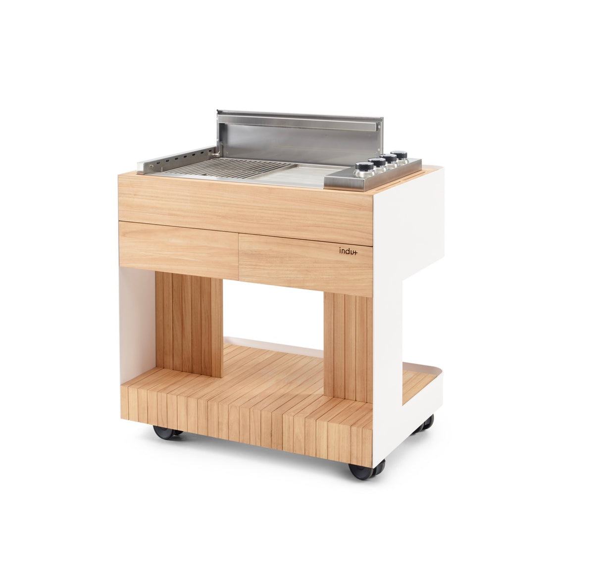INDU+ Intas Trolley - inkl. Gasgrill, zusätzlichen Grillrost, Flammenverteiler & Teppanyaki Platte