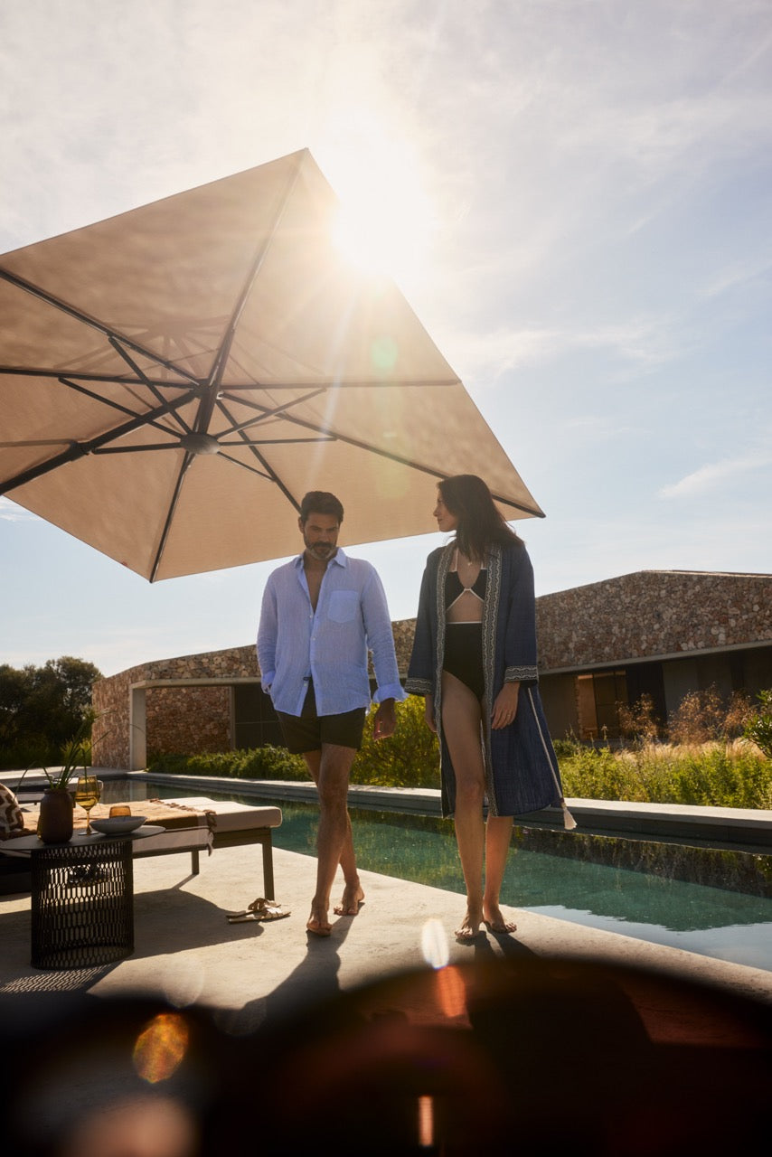 Glatz VITA Sfera Ampelschirm, Gestell Aluminium, seidengrau oder anthrazit pulverbeschichtet, Ø 375 cm