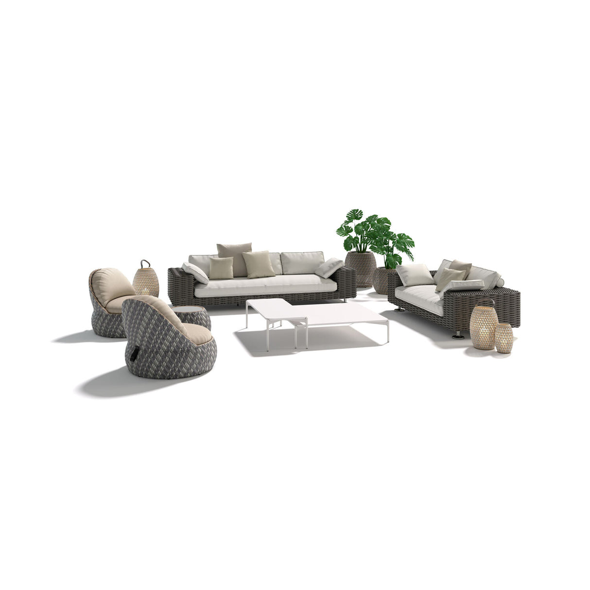 DEDON PAROS Eckmodul links inkl. Dry+ Plush Kissen Set