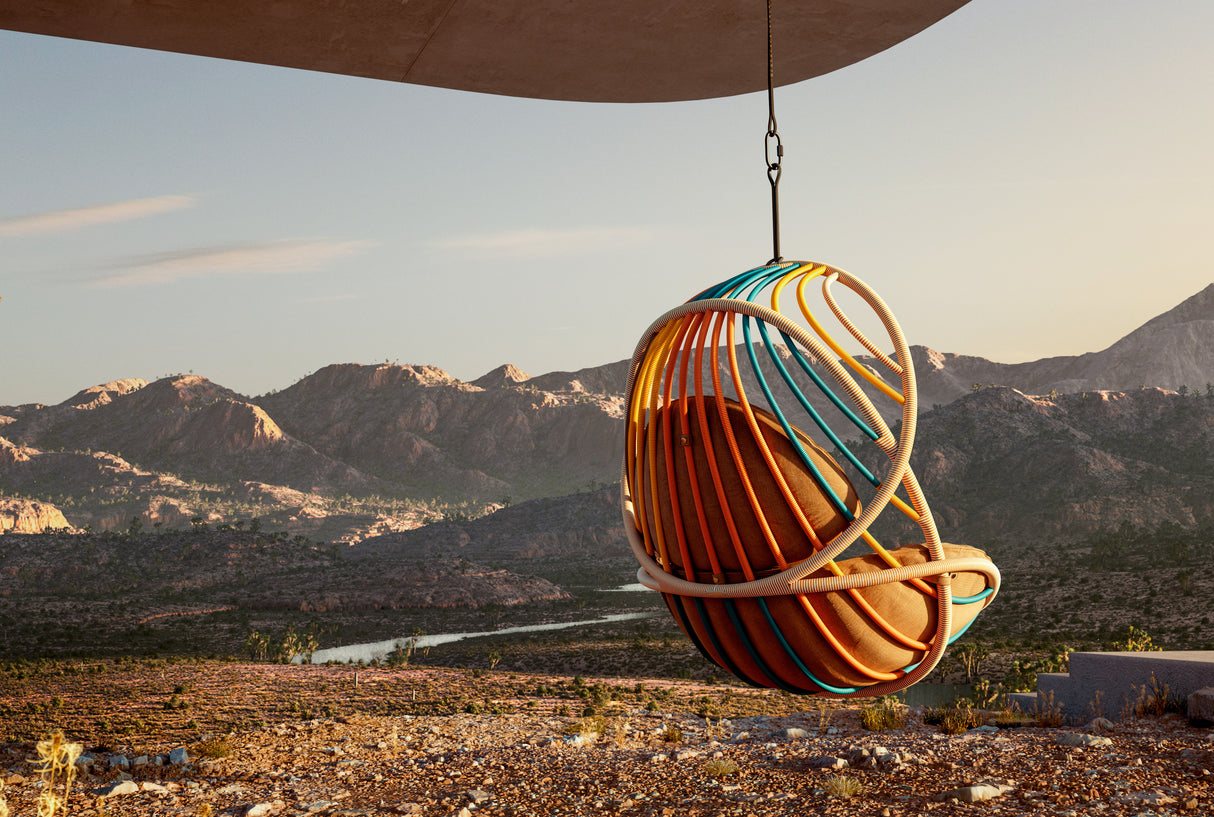 DEDON KIDA hängender Sessel inkl. Standfuß & Kissen