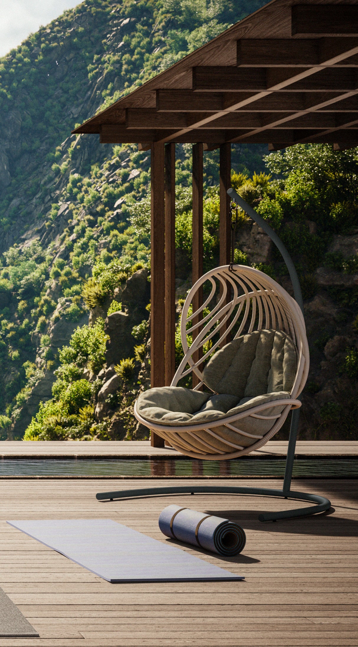 DEDON KIDA hängender Sessel inkl. Endlosschlaufe & Kissen