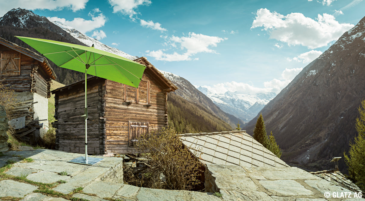 Glatz ALU-TWIST Sonnenschirm, Gestell Aluminium natureloxiert - quadratisch