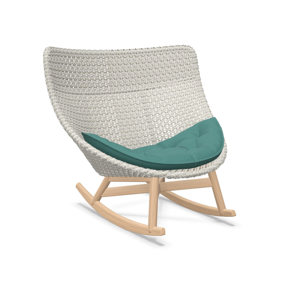 DEDON MBRACE Schaukelstuhl Teak Gestell - Geflecht Sea Salt