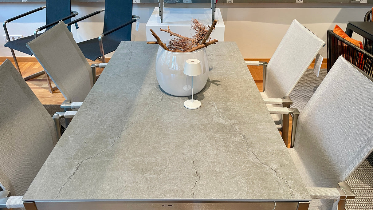 Solpuri Tischgruppe - Classic stainless steel  Dining Tisch mit 4 Dance Stühlen