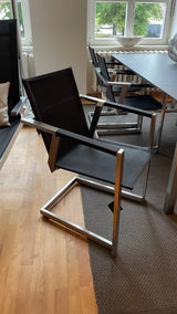 Solpuri Tischgruppe - Classic stainless steel Ausziehtisch mit 6 Allure Freischwingern