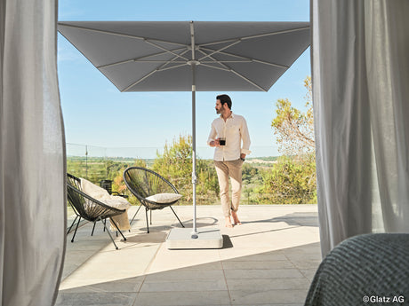 Glatz SMART Sonnenschirm matt weiss pulverbeschichtet - rund