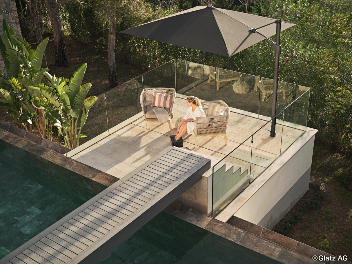 Glatz Gastronomieschirm - FORTANO, Gestell Aluminium anthrazit pulverbeschichtet, 300 x 300 cm & 400 x 300 cm