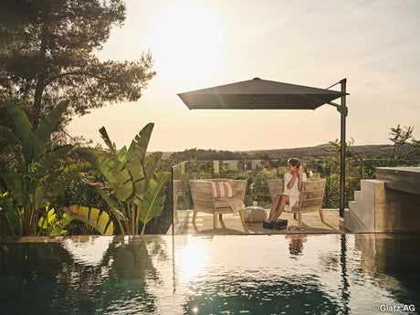 Glatz Gastronomieschirm - FORTANO, Gestell Aluminium anthrazit pulverbeschichtet, 300 x 300 cm & 400 x 300 cm