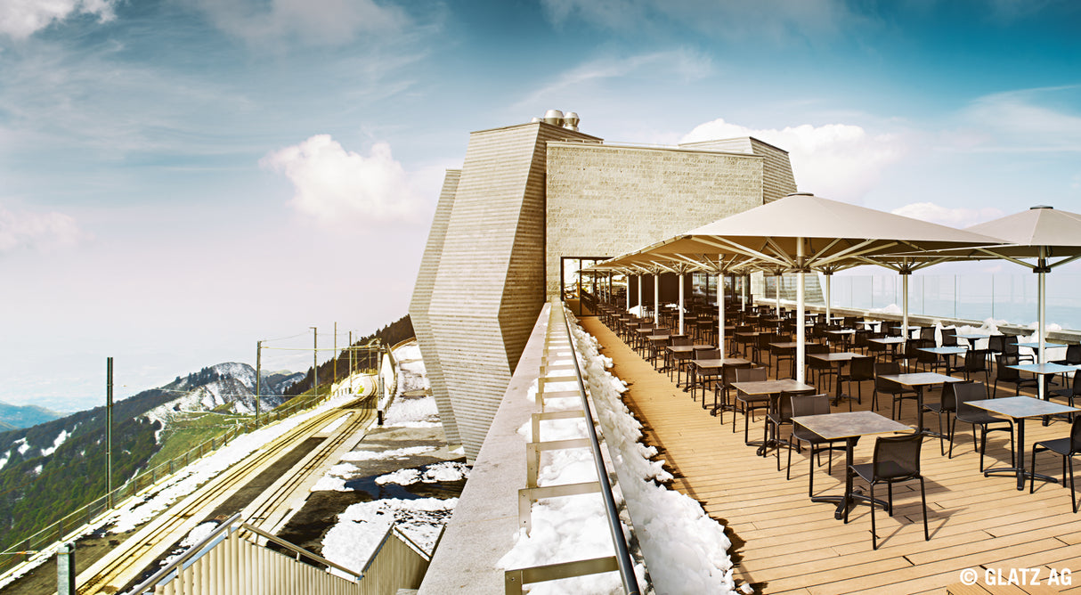 Glatz Großschirm - PALAZZO Style/E, Gestell Aluminium natureloxiert, mit Motor - quadratisch