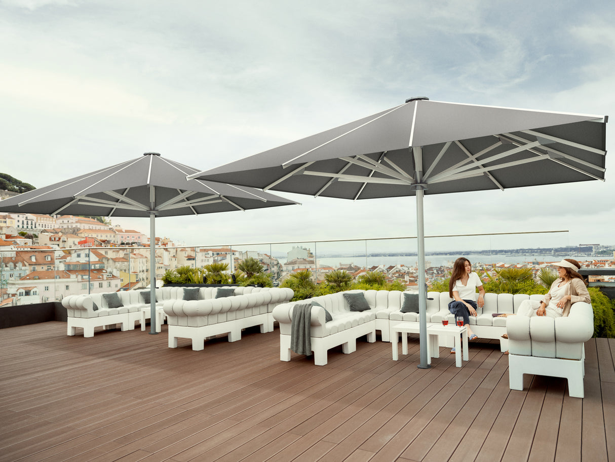 Glatz Großschirm - PALAZZO Royal/E, Gestell Aluminium natureloxiert, 550 x 500 cm - 800 x 600 cm, mit Motor -  rechteckig